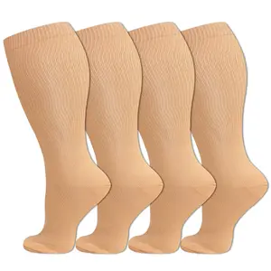 STANDWAY 4 Pairs Compression Socks for Men & Women, Wide Calf and Below-the-Knee Design, Promotes Circulation - Ideal for Running and All Sports.