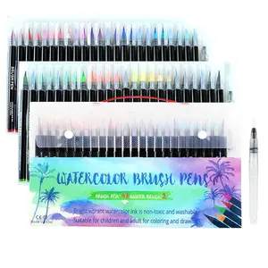48 Colors Watercolor Brush Pen, 48pcs/set Nylon Brush Tip Water-based Ink Watercolor Brush for Students Beginner Water Color Kit