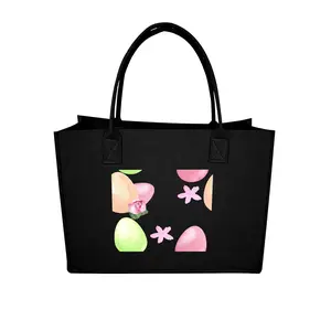 Pastel Watercolor Easter Egg Tote Bag with Cherry Blossom & Rose - Large Capacity Handbag