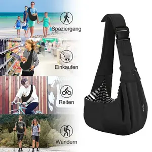 Dogs Harness, Breathable Carrier, Reversible Puppy Carrier Purse with Storage Pocket, Hand-Free Dog Sling Carrier for Carry Small Dogs and Cats, Sling Carrier for Small & Medium Pets, Up to 15 lbs Travel Safety Harness