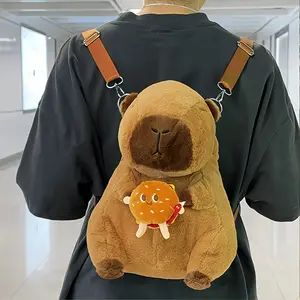 Hamburger Capybara Capybara Plush Backpack, Cpaybara Stuffed, Stuffed Animals, Plush, Toys, Plush Animals, Gifts for Girls, Home Decor, Birthday Gifts for Women, School Bag, Cute Stuff