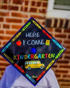 Aluminum Graduation Cap Topper Cap Decorations for kids (Here I come Kindergarten)