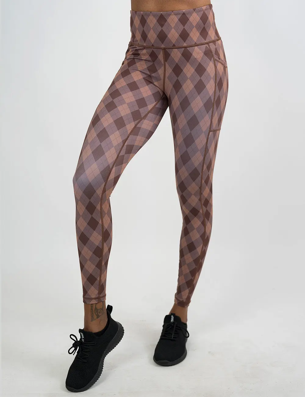 Women's Cafe Argyle-Patterned Leggings, Stylish Casual Bottoms for Daily Wear