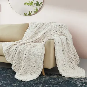SUNYRISY Chunky Knit Blanket Throw, Luxury Soft Cozy Chenille Throw Blanket, Large Throw Bed Blanket for Couch, Sofa, Home Decor, Gift - Machine Washable