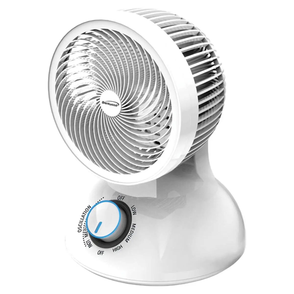 Brentwood F-650MW Kool Zone 6 in. 3-Speed 28W Oscillating Air Circulator Desktop Fan, White, Rotatable Head, With Handle, Portable, Energy Efficient, Money Saving, Power Cord, Fast Easy Assembly, Ideal for Room Cooling