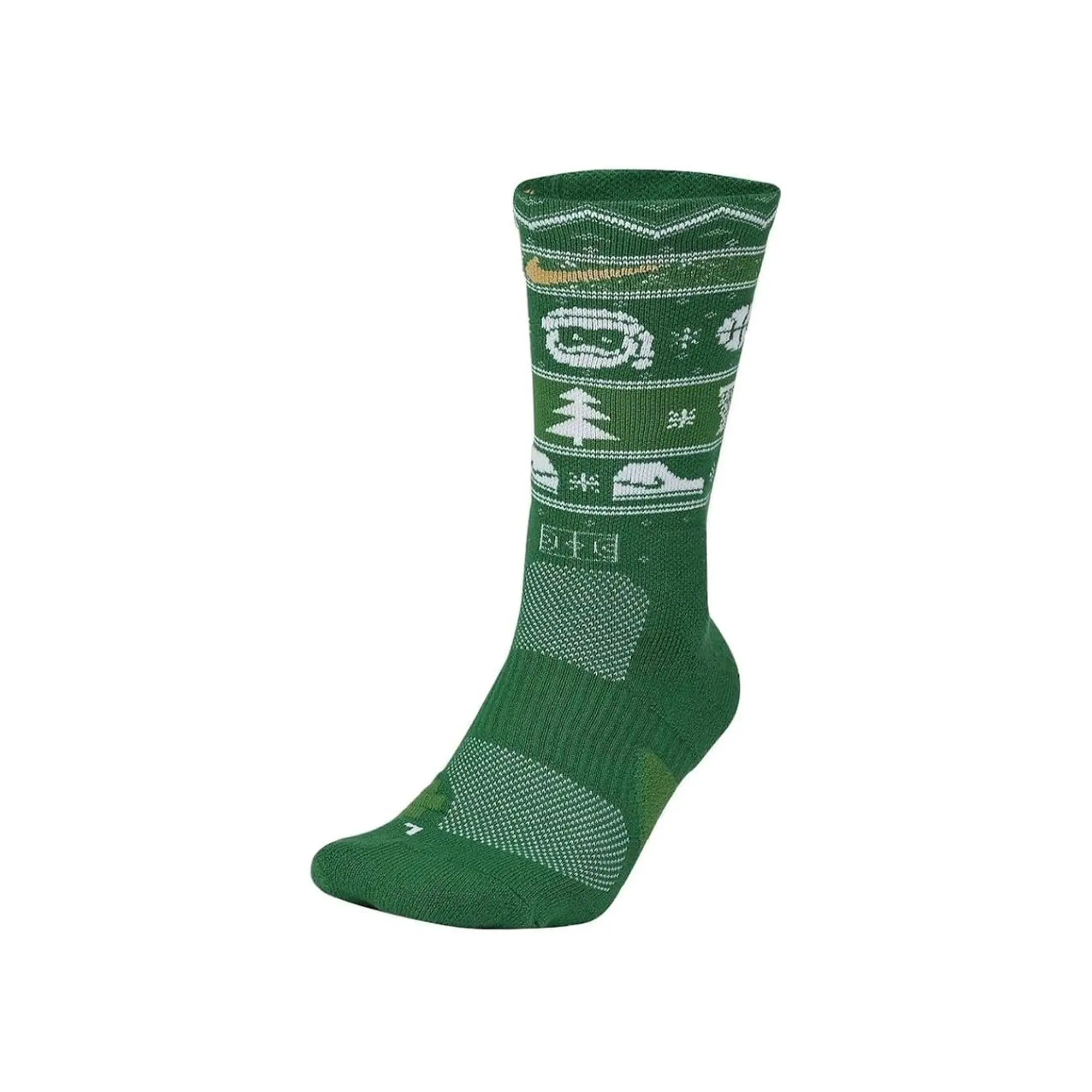 Nike Elite Crew-Xmas Socks in Clover / White / Club Gold