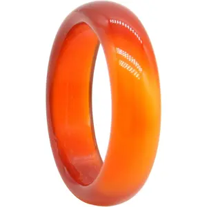 Carnelian Crystal Rings Natural Carnelian Gemstone Band Ring for Women Carnelian Smooth Round Donut Ring