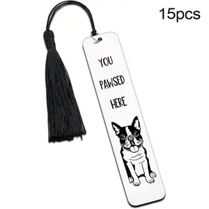 Stainless Steel Bookmark with Tassel, Cute Dog Pattern Bookmark, Reading Book Mark for Women and Men, Office Stationery & Supplies