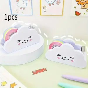Cloud-Shaped Tape Dispenser Desktop Office Cutter Rainbow Roll for Home Office School Supplies