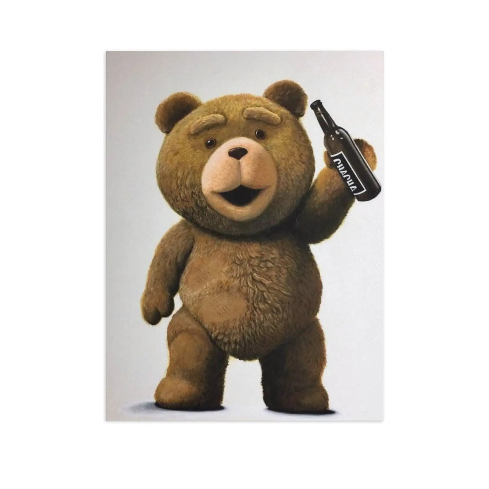 Funny Brown Bear Poster Print - Whimsical Movie Character Wall Art Decor for Living Room & Bedroom, Unframed Canvas Painting, 12x16 Inch