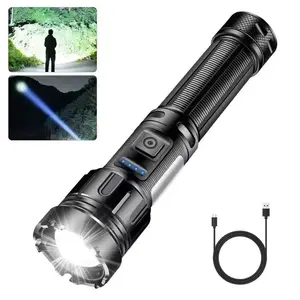 LED flashlight, high power 1500 lumens super bright tactical flashlight, rechargeable, can charge your phone, 7 modes zoomable waterproof flashlight, suitable for emergency, outdoor, home use, camping, hiking