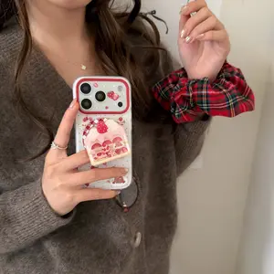 Cute Kawaii Frost Flower Red Polka Dot Strawberry Cake MagSafe Protective Smartphone Cover - Compact, Shockproof, Anti-Drop Accessory for iPhone 13-17 Pro Max Mobile Phone Cases