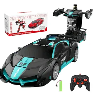 Transformable Car Remote Control Robot Toy, 1:18 Scale, 360° Rotation LED Lights, Suitable for Kids 6+, Birthday Gift