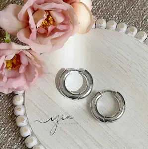 Silver Chunky Tube Hoop earrings