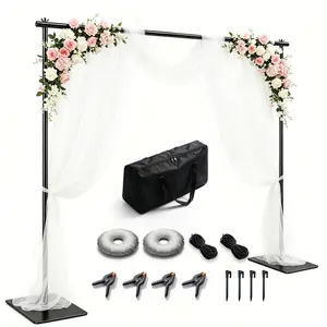 Backdrop Stand,10x7ft(WxH) Adjustable Photo Background Stand with Upgrade Rod,Heavy Duty Flat Base,Metal Pipe and Drape Frame for Wedding,Birthday Party,Decorations,Photography Studio