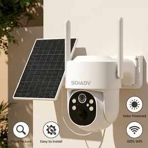 SOIADV 2K Solar-Powered Outdoor Security Camera with 360° Pan-Tilt, Wi‑Fi 6, AI Motion Detection, Color Night Vision, Two-Way Audio, IP65 Waterproof & SD/Cloud Storage