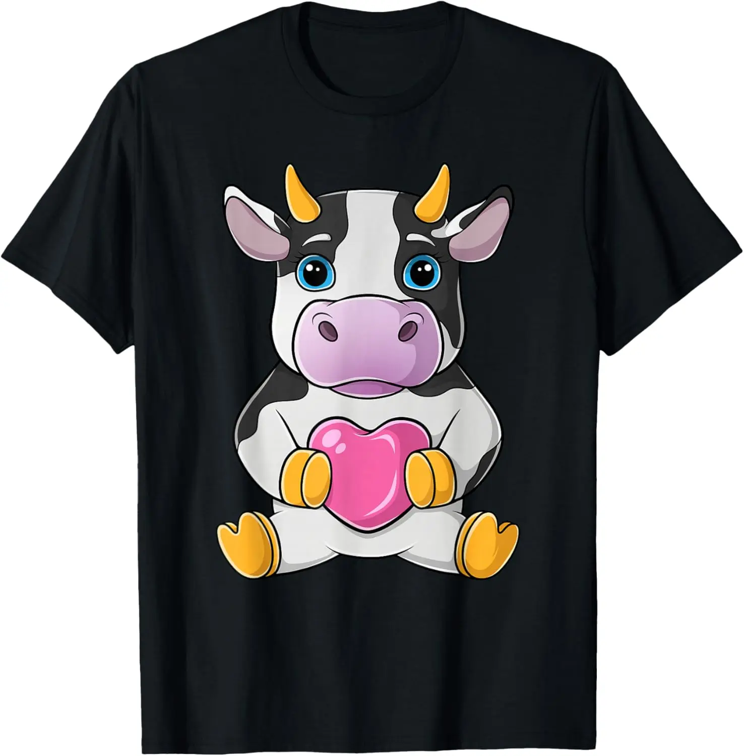 Cow Heart Cute Valentine's Day Farm Animal Women Kids Girls T-Shirt Pure Cotton Graphic Tees Menswear Top: Gifts for Men & Women, Pure Cotton Fabric