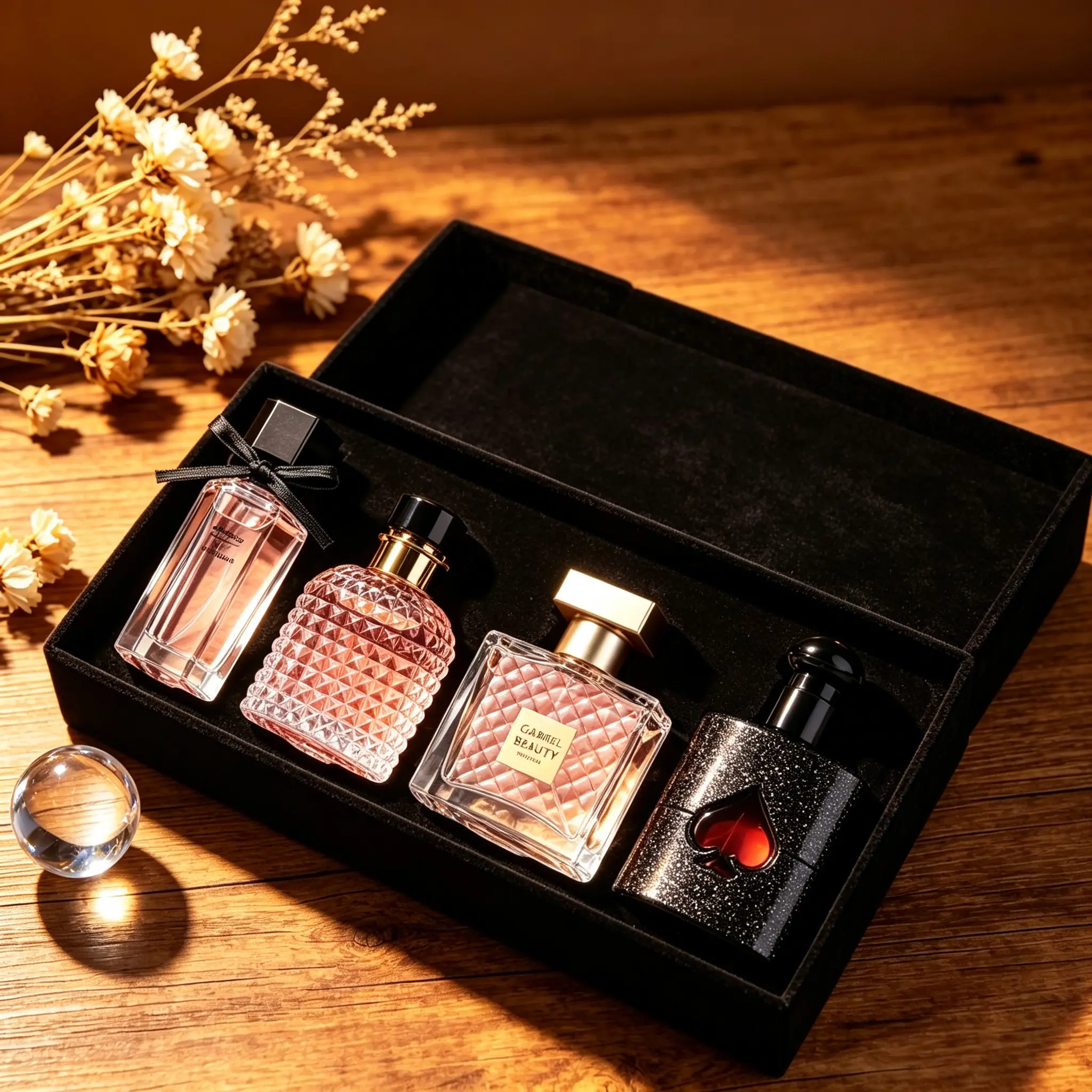 Women's Hana no Monogatari Floral Story 4-Piece Perfume Gift Box - 4 Distinct Mini Bottles, Natural Essential Oils, Bright Floral-Fruity Fragrance, Up to 72-Hour Long-Lasting Scent, Sophisticated Packaging
