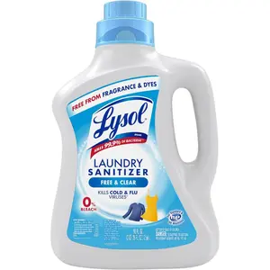 Lysol Laundry Sanitizer Additive, Free & Clear, Free from Fragrance and Dyes, 0% Bleach Laundry Sanitizer, Bacteria-causing Laundry Odor Eliminator, Unscented, 90 Fl Oz (Pack of 1) - Package May Vary