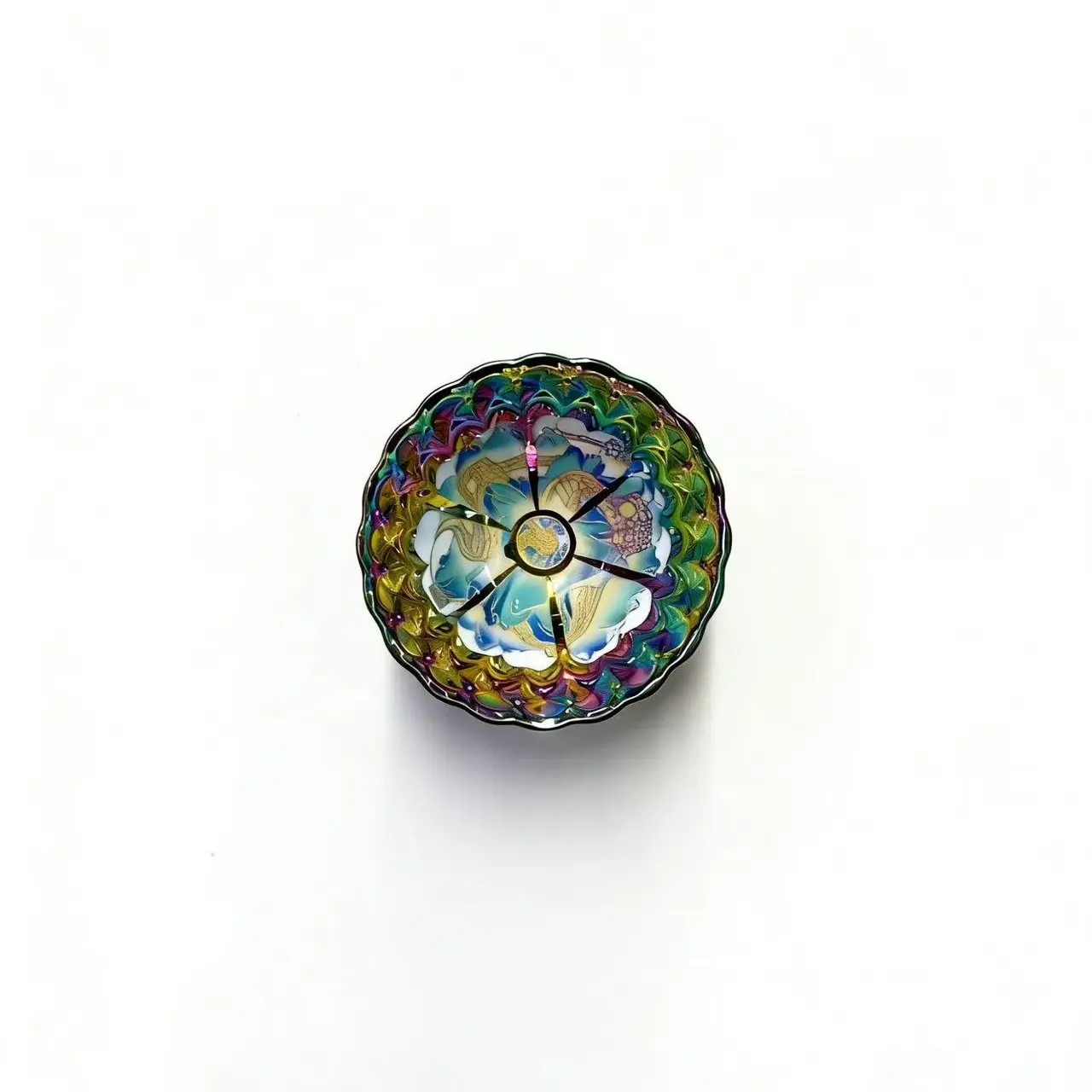Iridescent Great Wall Jianzhan with Rainbow Glaze | Auspicious Artisan Vessel,Chinese culture,High-temperature firing,Handcrafted ceramic cup,Wine Glass,  Kung Fu Cup - Enamel Pattern Artware