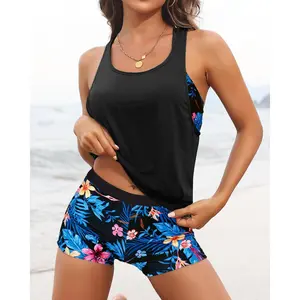 European and American sexy split swimsuit women's hollow with chest pad backless sexy swimsuit three-piece bikini Tankini Plus Size Tummy Control suit sets adjustable two-piece swimwear crochet bottoms cheeky