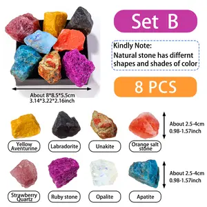 8pcs Natural Amethyst Chakra Stones Set, Chakra Healing Crystals, Raw Crystal Gem Ornaments for Health & Reiki, Ideal Yoga Crafts Gift Box, Perfect Christmas Present