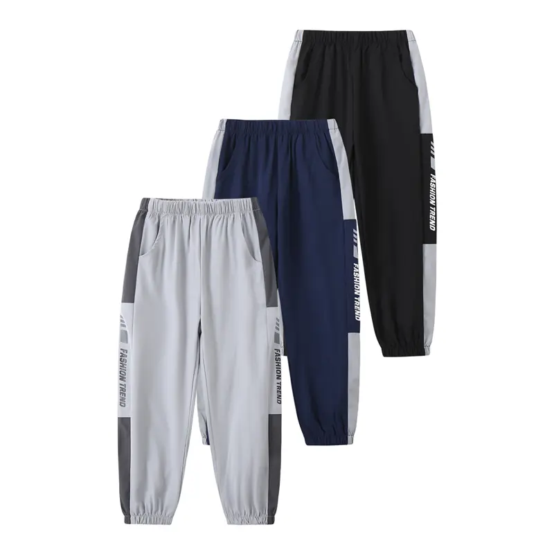 3 Pack #SummerVibes boys' outdoor casual pants in summer elastic waist flanging ankle printed pants 3-14 years old boys loose breathable children's casual pants Stretchable Jogger Trackpants