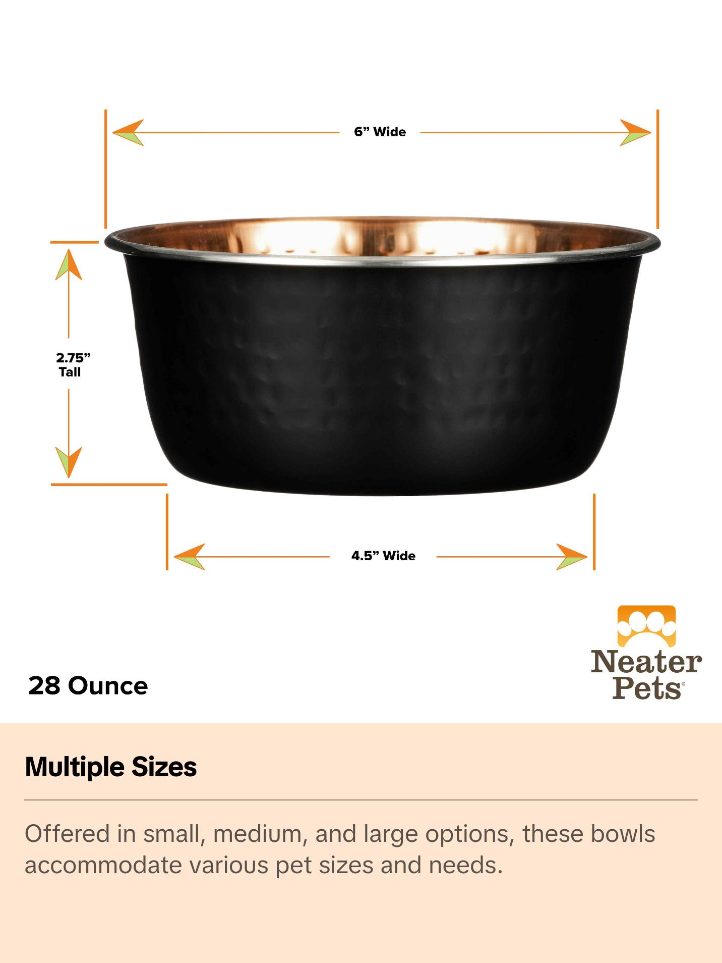 Neater Pets Hammered Black & Copper Pet Bowls for Dogs or Cats 16-64 Oz No-Skid Design Stylish Feeding Bowls Neater Pets Hammered Black & Copper Pet Bowls for Dogs or Cats 16-64 Oz No-Skid Design Stylish Feeding Bowls