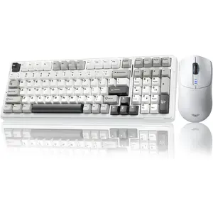 Keyboard and  Combo, F99 Mechanical Gaming Keyboards Hot Swappable Custom Keyboard+SC580  Gaming  White