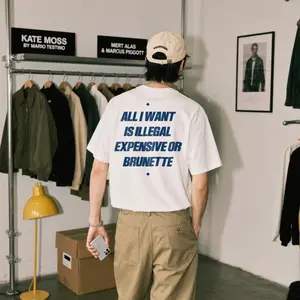 Humorous Streetwear Graphic T-Shirt - "ALL I WANT IS ILLEGAL, EXPENSIVE, OR BRUNETTE" Statement