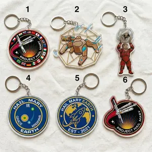 6pcs Project Hail Mary Keychain, Ryland Grace Rocky, Sci Fi Astrophage Bag Tag