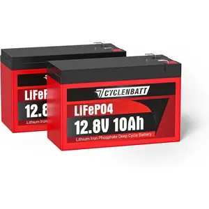 2 Pack 12V 10Ah Lithium Battery, 5000+ Cycles 12V 10Ah LiFePO4 Battery-in 10A BMS, 12V Lithium Battery Suitable for Wheels, Fish, UPS, Battery