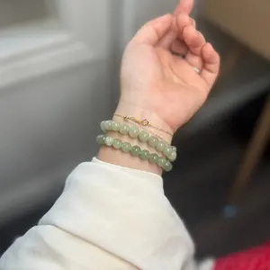 Natural Hetian Jade Beaded Bracelet, Authentic Nephrite Jade