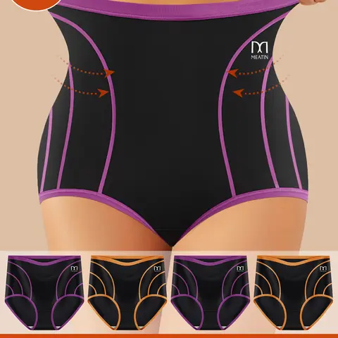 QUASTI 4PCS High Waist Underwear For Women, Full Coverage Briefs Soft Strech Ladies Breathable Panties, Everyday Comfort Wear Underwear, Suitable For Womenswear Day Birthday Gifts For Women