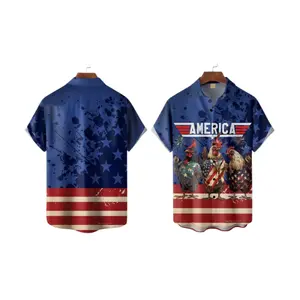 Independence Day Rooster American Flag Hawaiian Shirt