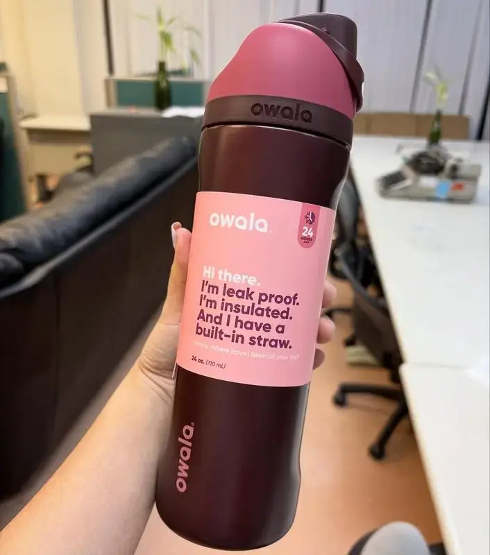 [NEW 2026] Owala FreeSip Water Bottle 24oz-32oz Black Cherry Red – Leak Proof Insulated Stainless Steel Tumbler with Built-In Straw