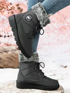 Height increasing boots, children's plus size fashionable cotton boots, thick soled height increasing boots, cold resistant and warm snow boots