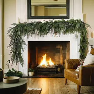 6FT Christmas Norfolk Pine Garlands Dense Real Touch Artificial Greenery for Mantle Table Fireplace & Holiday Decor Perfect for New Years Eve christmas norfolk pine