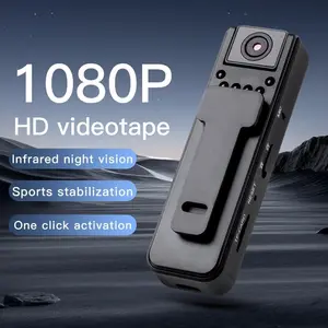 1080P Mini Camera, HD Video Camera, 180° Rotatable Lens, USB Charging, Clip-On Portable Infrared Night Vision, Audio Video Recording, Outdoor Sports, Cycling, Meetings, Security, Travel