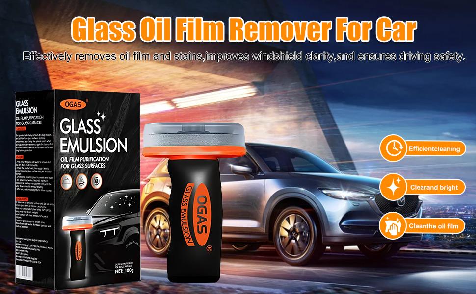 Glass Oil Film Remover for Car,Roll-On Glass Compound with Cleaning Window Board,Removes Oil Film & Smudges,Universal Effective Anti-Rain Fog Brush Oil Film Cleaning  for Car Windshields,car accessories