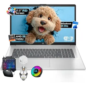HP 17 inch Laptop Business, AMD Ryzen 5 7430U 6-Core Processor (Beats i7-11th Gen), 64GB RAM & 2TB SSD, Windows 11 Pro, AI Copilot Ready, Full Numeric KB, 17.3" FHD IPS Display