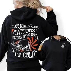 I Have Cool Tattoos But Im Cold Hoodie, Funny Tattoo Hoodie Pullover, Tattoo Artist Gift, Tattoo Lover, Funny Tattoos, Funny Skull Tattoos Casual Casual