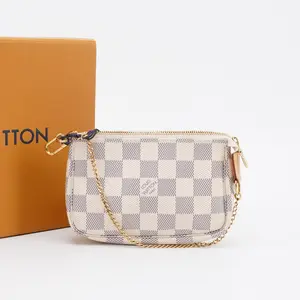 Pre-owned Louis Vuitton pvc Clutches & Wristlets Damier Azur Mini Pochette Accessory Pouch Handbag Bgp100513