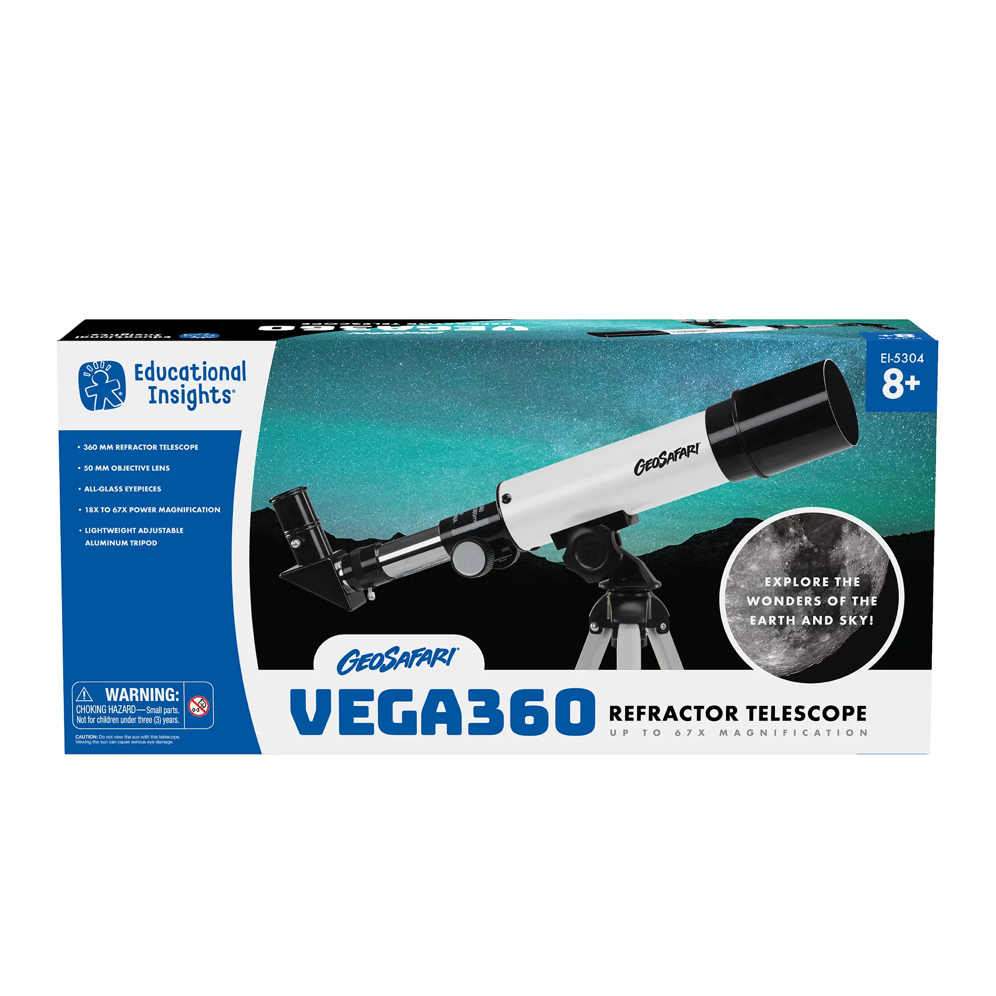 Educational Insights GeoSafari Vega 360 Telescope, Beginner Telescope for Kids & Adults, Supports STEM Learning, Gift for Boys & Girls, Ages 8+