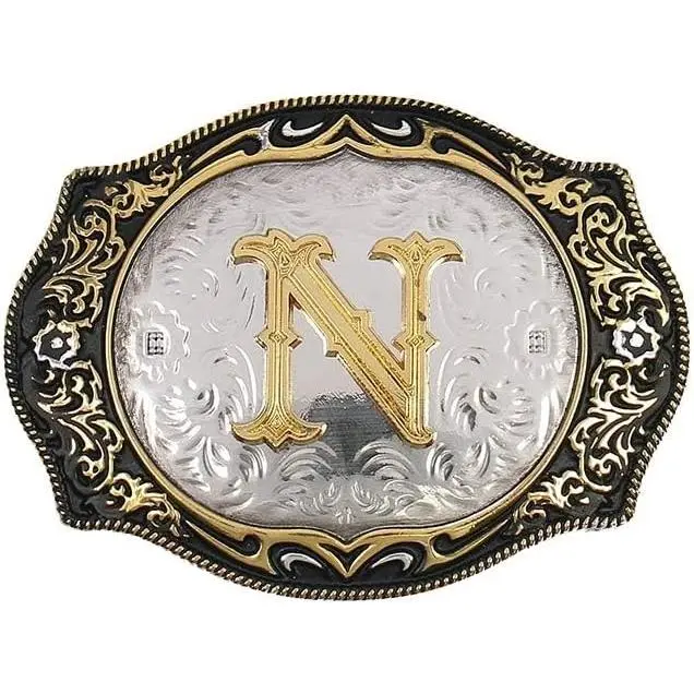 Alloy Western Cowboy Rodeo Initial Belt Buckles (A-Z), Small Gold Buckles for Men and Women