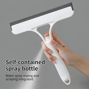 1 Count Window Cleaning Scraper – Squeegee, Sprayer & Scrubber, Comfortable to Hold During Use，One Tool for Glass, Mirror and Tile