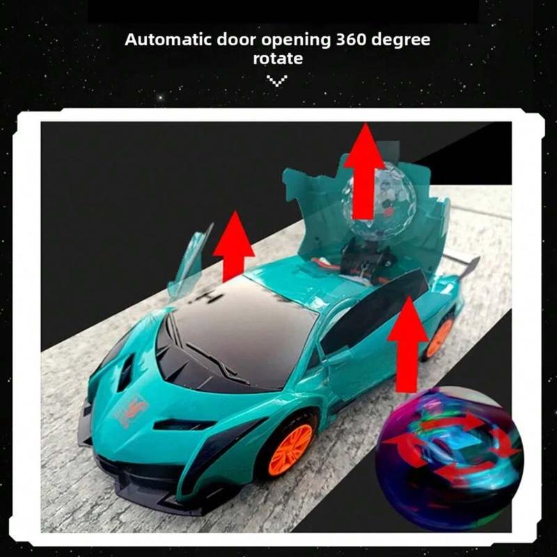 Electric all-round 360-degree rotating transformer car with automatic door opening and closing, LED lights, music, simulation model children's toy car, transformable mini forklift, double tire drift, high-speed off-road, enhanced gaming experience. lc 70