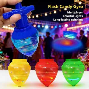 Colorful Light Candy Gyroscope with Launcher, Long-Lasting Rotation, Party Interactive Toy, Multiple Colors Available