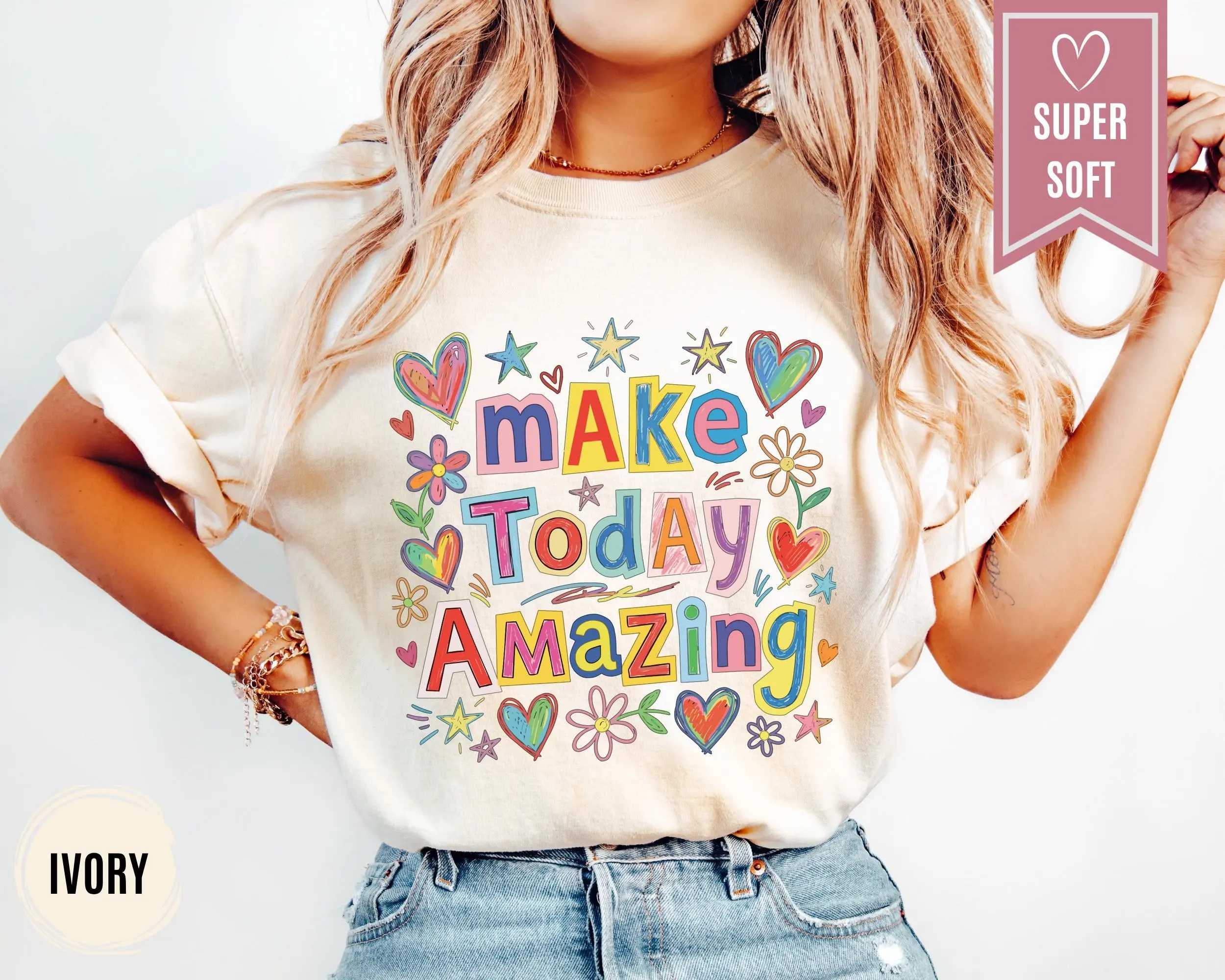 Comfort Colors Make Today Amazing T-Shirt, Positive Affirmation Graphic Tee, Inspirational Mental Health Quote Shirt, Motivational Daily Reminder Apparel, Happy Vibes Good Energy Aesthetic Clothes, Mindful Kindness Gift for Women & Men