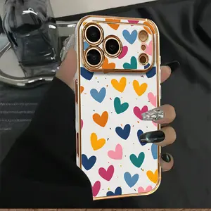 6D Electroplated Phone Case, TPU Soft Material. Full Screen Colorful Heart Character Pattern, Suitable for iPhone 17 Pro Max Phone Case 17 Air 16 Pro Max 16E 16Plus 15 Pro Max 15Plus 15 14 Pro 13 12 11 Phone Cases Shockproof Phone Case Jesus is King